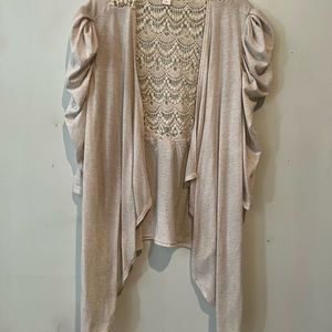 Xhiliration  cream colored jacket. Cut out detail. Size Large EUC